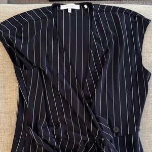 Lark & Ro - Navy White Striped Wrap Dress